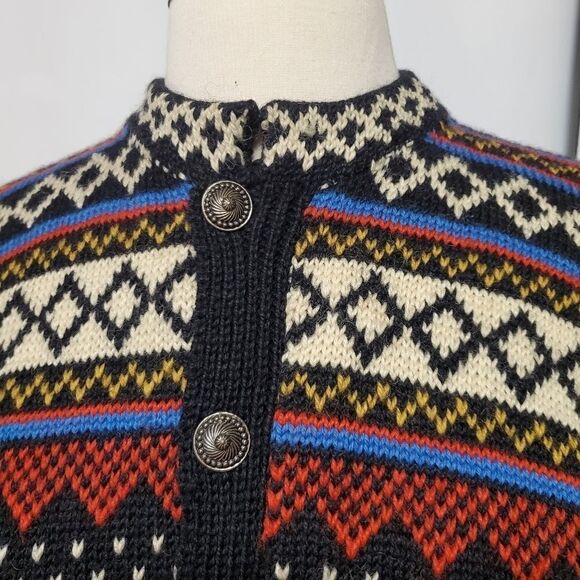 Vintage Handmade Wool Blend? Fair Isle Knit Cottagecore Button Cardigan Sweater - Picture 9 of 9